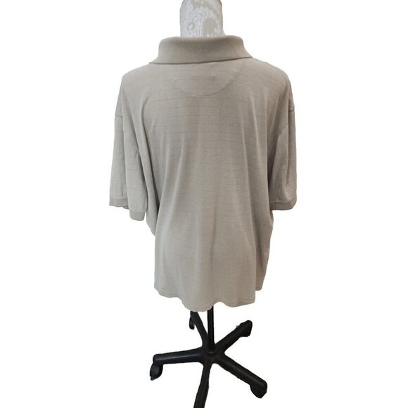 Haggar Mens Beige Short Sleeve Polo Shirt W/ Stitched Checks XXL - Picture 3 of 6